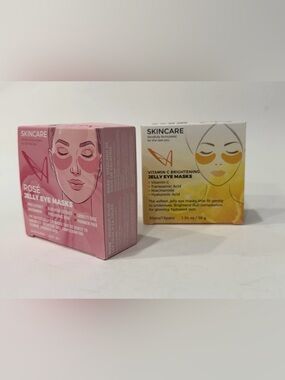 Vitamin C & Rose Jelly Eye Mask Bundle 15 Pairs Each Hydrating Skincare Set of 2